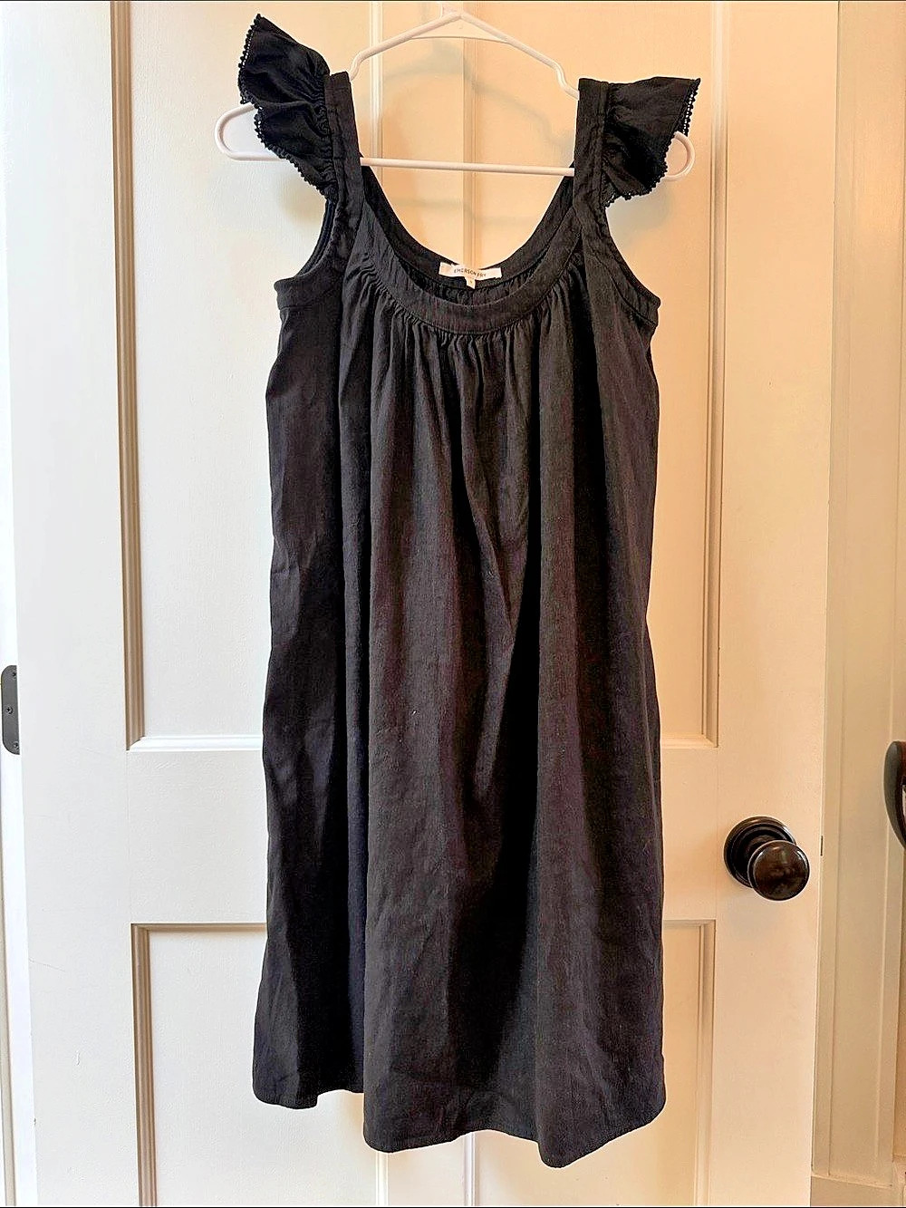 Emerson Fry Ruffle Sleeve Mini Dress in Black Small Like New